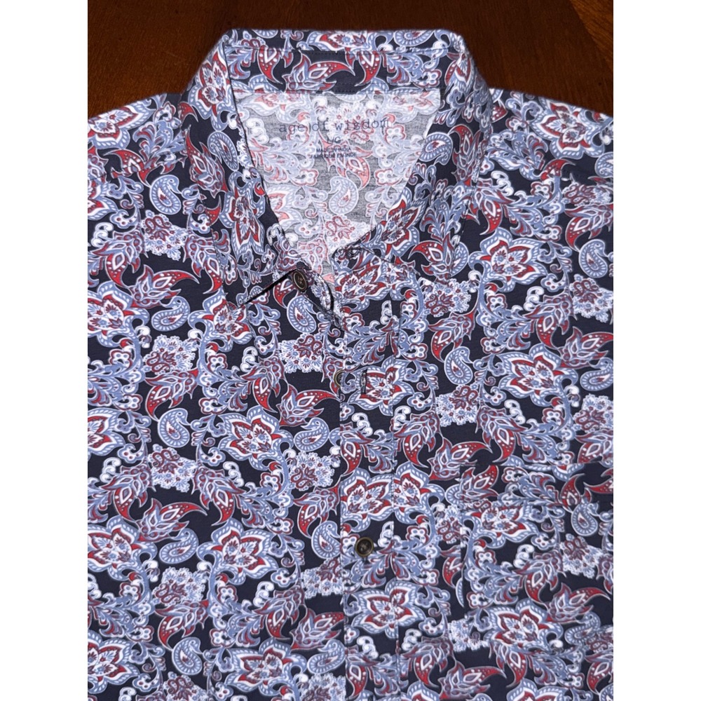Lightweight‎ Short Sleeve Shirt Mens Large Age of Wisdom Floral Summer Beach Y2K